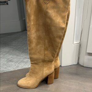 Tan Suede Knee-High Boots